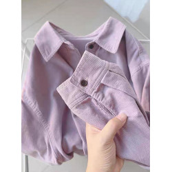 溫柔芋紫色燈芯絨襯衫女2025年春秋復古百搭韓版曡穿休閒襯衣外套