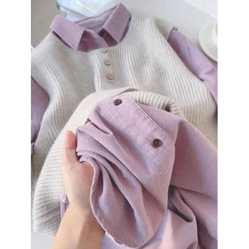 溫柔芋紫色燈芯絨襯衫女2025年春秋復古百搭韓版曡穿休閒襯衣外套