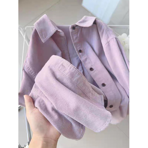 溫柔芋紫色燈芯絨襯衫女2025年春秋復古百搭韓版曡穿休閒襯衣外套