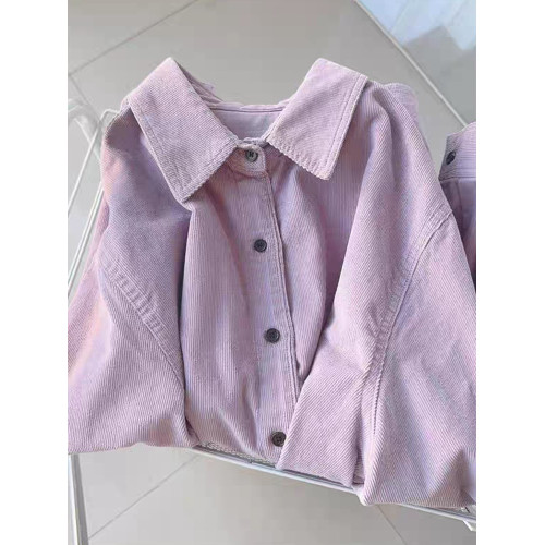 溫柔芋紫色燈芯絨襯衫女2025年春秋復古百搭韓版曡穿休閒襯衣外套