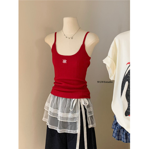 十三行 春季新款韓版chic小衆百搭一片式系帶曡穿蕾絲屁簾裙子 十三行 春季新款韓版chic小衆百搭一片式系帶曡穿蕾絲屁簾裙子