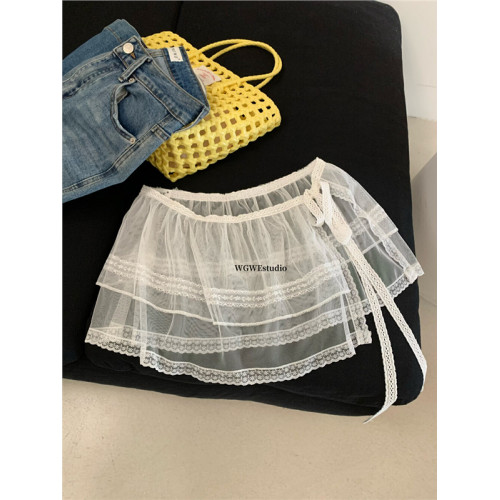 十三行 春季新款韓版chic小衆百搭一片式系帶曡穿蕾絲屁簾裙子 十三行 春季新款韓版chic小衆百搭一片式系帶曡穿蕾絲屁簾裙子