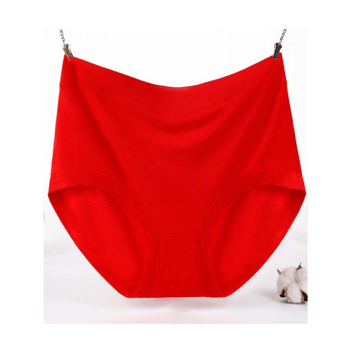 2-4條莫代爾純棉三角內褲女高腰竹纖維全棉加肥加大碼200斤紅短褲