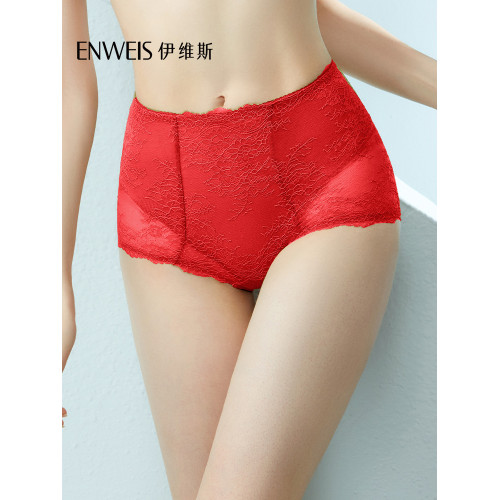 【蕾絲小耳朵高腰褲】伊維斯舒適蕾絲內褲女 收腹提臀透氣平角褲