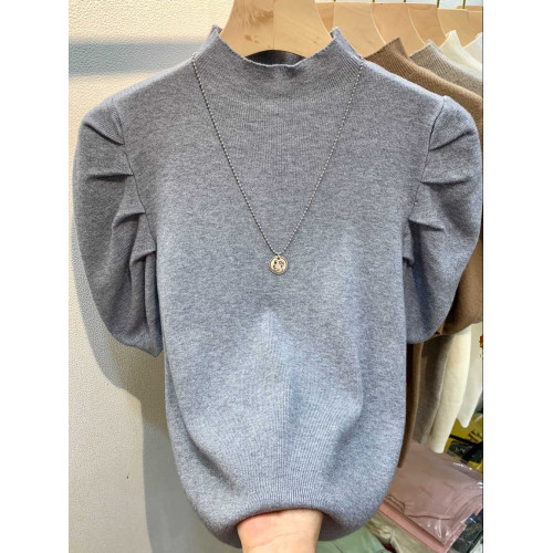 折釦女裝剪標泡泡袖半高領針織打底衫洋氣修身顯瘦內搭上衣潮 折釦女裝剪標泡泡袖半高領針織打底衫洋氣修身顯瘦內搭上衣潮