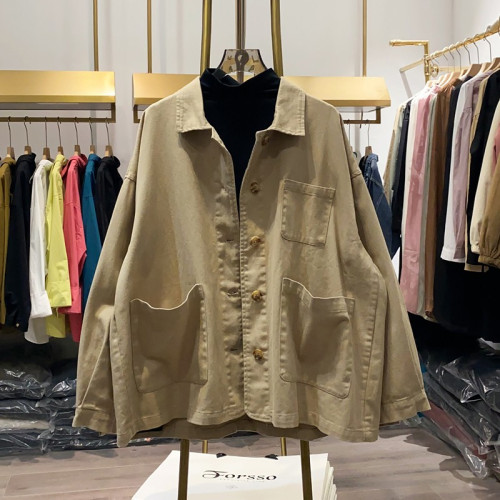 新款韓版小個子大口袋斜紋襯衫外套女春秋寬鬆顯瘦休閒長袖上衣女 新款韓版小個子大口袋斜紋襯衫外套女春秋寬鬆顯瘦休閒長袖上衣女