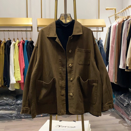 新款韓版小個子大口袋斜紋襯衫外套女春秋寬鬆顯瘦休閒長袖上衣女 新款韓版小個子大口袋斜紋襯衫外套女春秋寬鬆顯瘦休閒長袖上衣女