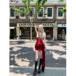 OUTFlT STUDIO 美式辣妹風龐克印花飄帶半身裙2025新款性感短裙