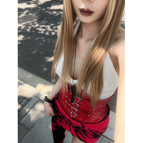 OUTFlT STUDIO 美式辣妹風龐克印花飄帶半身裙2025新款性感短裙