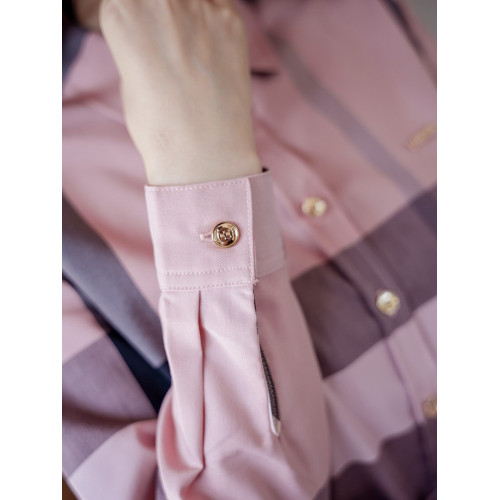 格子襯衫女長袖2025春秋新款修身棉襯衣經典上衣時尚復古打底衫潮