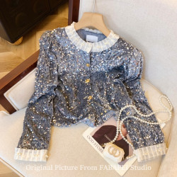 法式重工釘珠亮片絲絨襯衫女春春款輕奢高級感外套獨特超好看上衣