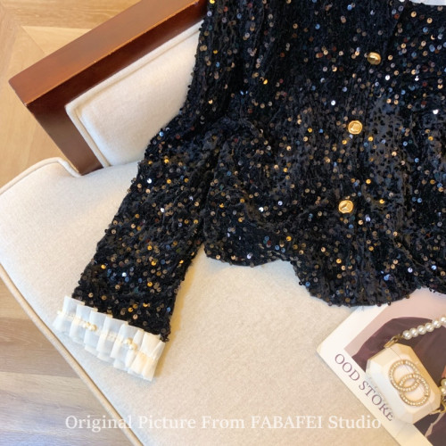 法式重工釘珠亮片絲絨襯衫女春春款輕奢高級感外套獨特超好看上衣 法式重工釘珠亮片絲絨襯衫女春春款輕奢高級感外套獨特超好看上衣