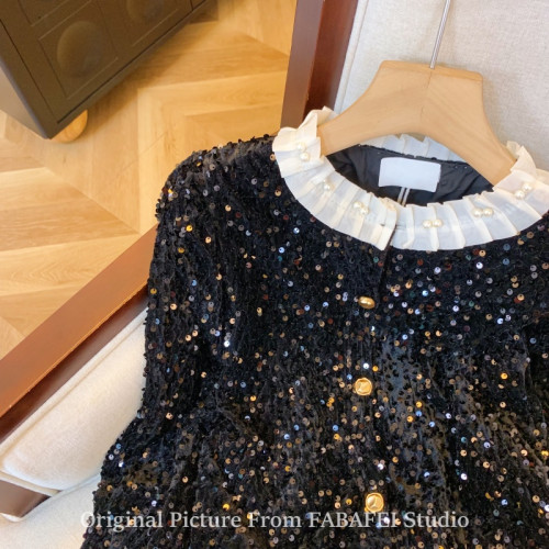 法式重工釘珠亮片絲絨襯衫女春春款輕奢高級感外套獨特超好看上衣 法式重工釘珠亮片絲絨襯衫女春春款輕奢高級感外套獨特超好看上衣