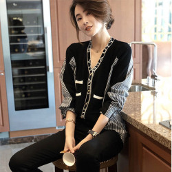 條紋襯衫女2026春秋新款胖妹妹設計感小衆假兩件v領法式上衣襯衣