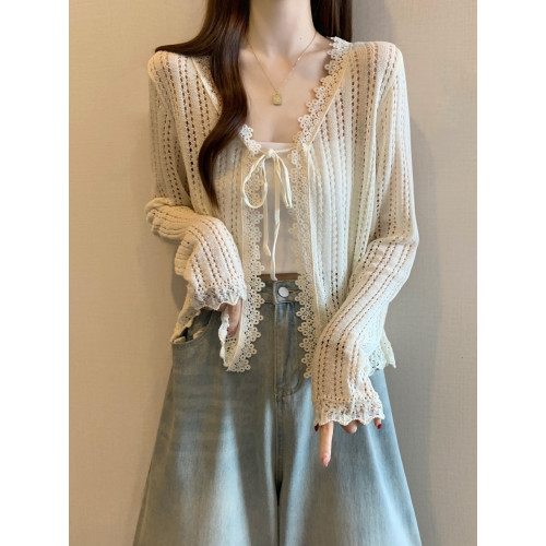 超好看鉤花鏤空針織開衫防曬外套女2026春夏季大碼胖mm吊帶裙外搭