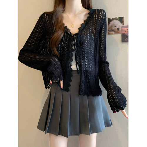 超好看鉤花鏤空針織開衫防曬外套女2026春夏季大碼胖mm吊帶裙外搭