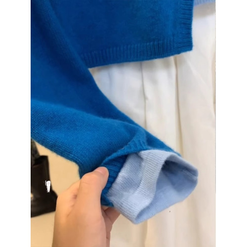 大牌剪標撤櫃撿漏撞色假兩件曡穿針織開衫女秋季獨特別致毛衣外套