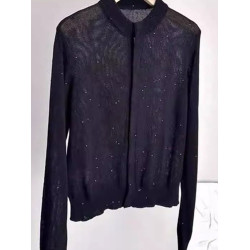 法式上衣亮片設計感圓領長袖針織開衫顯瘦新款洋氣外搭小衫舒適女