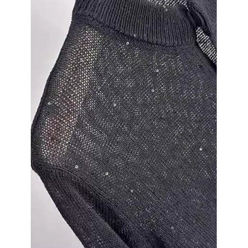 法式上衣亮片設計感圓領長袖針織開衫顯瘦新款洋氣外搭小衫舒適女