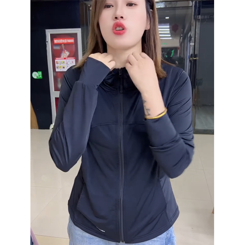 高級感防紫外線連帽修身顯瘦拉鍊開衫外套女夏季新款百搭薄款上衣