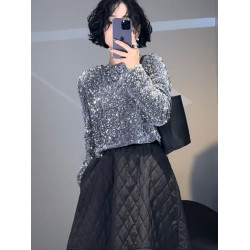 歐洲站亮片圓領襯衫2026新款春款女裝高級感百搭高級輕奢短款襯衣