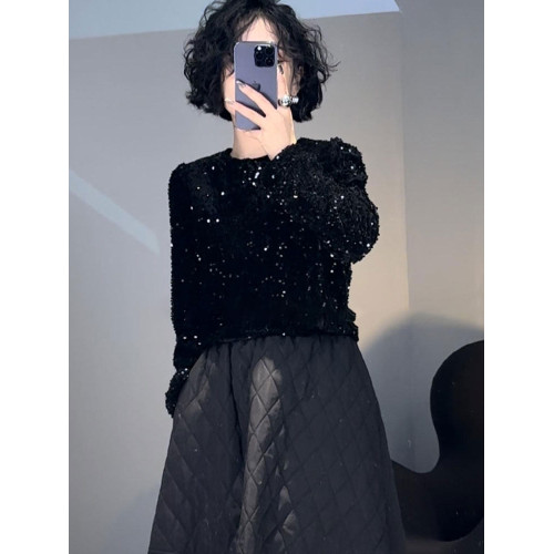 歐洲站亮片圓領襯衫2026新款春款女裝高級感百搭高級輕奢短款襯衣