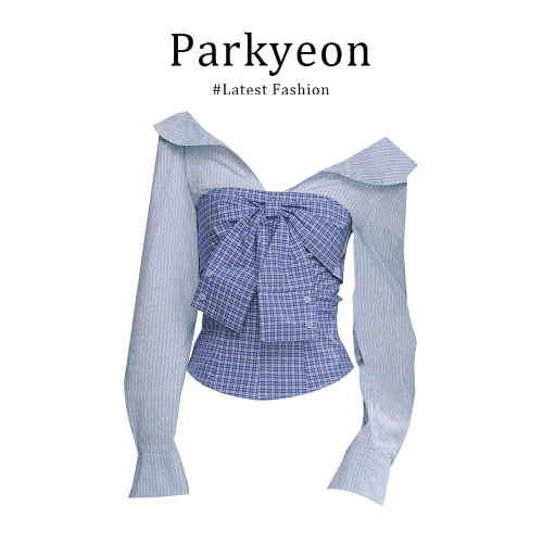 法式溫柔風假兩件系帶條紋上衣女2025新款秋季甜美設計感顯瘦上衣