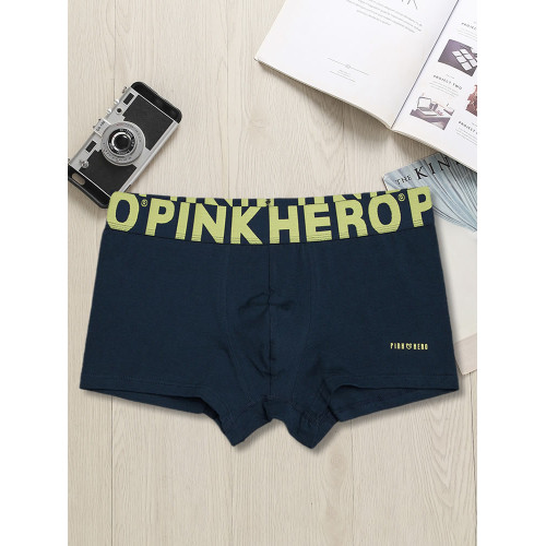 PinkHero男士平角內褲運動長款中腰舒適一片式棉質透氣大碼四角褲