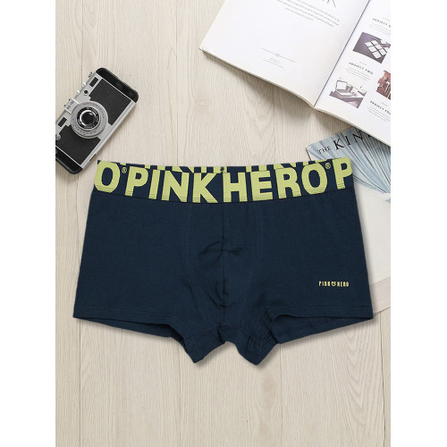 PinkHero男士平角內褲運動長款中腰舒適一片式棉質透氣大碼四角褲