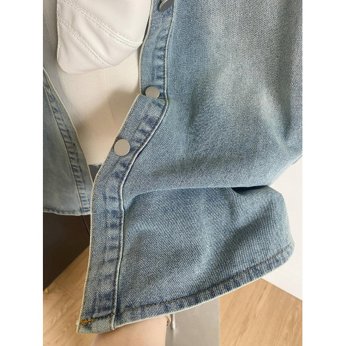 LINAN 牛仔長袖襯衫韓版寬鬆水洗牛仔外套女秋季復古時尚薄款上衣