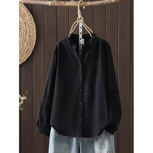 歐貨設計感V領白襯衫女長袖高級輕奢感上衣寬鬆休閒純棉大碼秋季