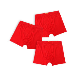 男士高腰內褲大紅色平角四角褲純棉內褲寬鬆透氣中老年肥佬低褲