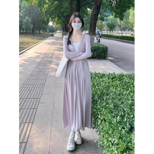 2026新款大碼女裝胖mm修身長款全身收腰冰絲防曬衣夏季連帽防曬裙