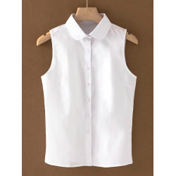 棉質法式無袖襯衫立領假領子春夏內搭荷葉襯衫高級感背心木耳領子