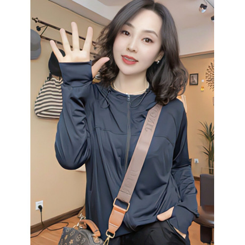 防曬衣女夏季薄款速乾冰涼感透氣外套連帽抽繩戶外旅遊防曬服上衣