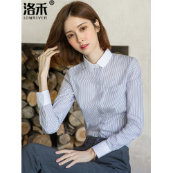 娃娃領黑白竪條紋職業氣質襯衫女長袖2025春秋新款小衆設計感襯衣