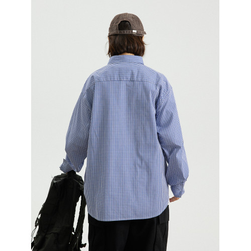 GoodNorth日系復古休閒格子襯衫男女同款寬鬆中性風百搭長袖襯衣