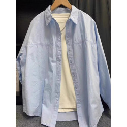 藍色純棉襯衫女2025春夏新款防曬衣寬鬆休閒襯衣秋季外套百搭上衣