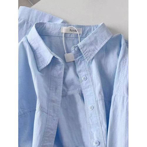 藍色純棉襯衫女2025春夏新款防曬衣寬鬆休閒襯衣秋季外套百搭上衣