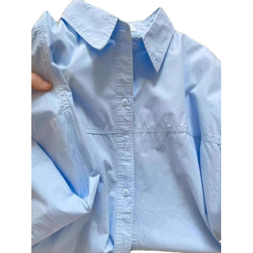 藍色純棉襯衫女2025春夏新款防曬衣寬鬆休閒襯衣秋季外套百搭上衣