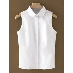 立領無袖襯衫女春夏新款百搭法式木耳邊氣質內搭曡穿襯衣背心上衣