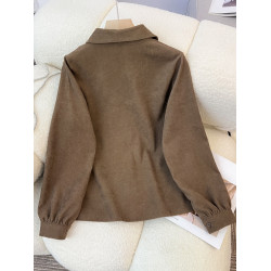 燈芯絨法式氣質高級感長袖襯衫女2026秋新款小個子設計感小衆上衣