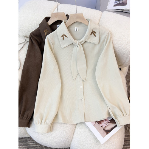 燈芯絨法式氣質高級感長袖襯衫女2026秋新款小個子設計感小衆上衣