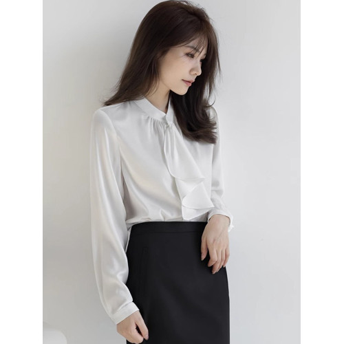 法式優雅飄帶襯衫女春季新款設計感小衆溫柔襯衣氣質通勤長袖上衣