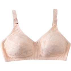 超薄款純棉無鋼圈文胸中老年媽媽無海綿內衣女大碼調整型蕾絲胸罩