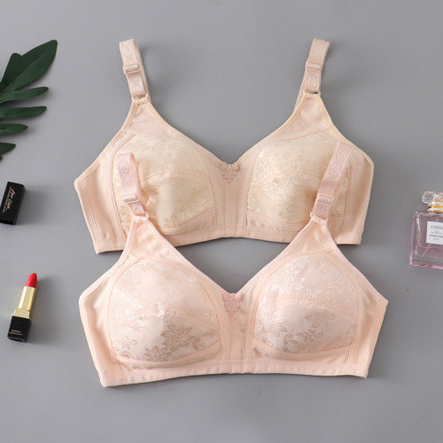 超薄款純棉無鋼圈文胸中老年媽媽無海綿內衣女大碼調整型蕾絲胸罩