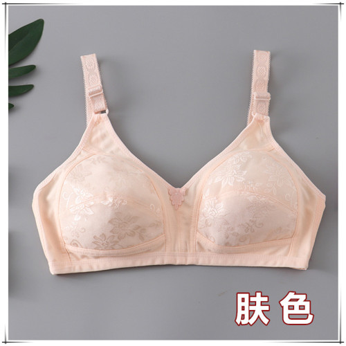 超薄款純棉無鋼圈文胸中老年媽媽無海綿內衣女大碼調整型蕾絲胸罩