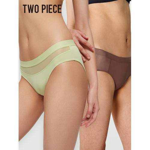【99/3條】TWOPIECE親膚女三角褲女網紗拼接內褲印花短褲