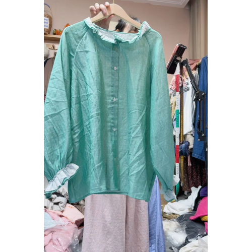 1212春款雙層紗拼接花邊蕾絲開衫上衣波點 胸圍148衣長67