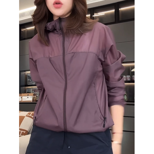 長袖防曬沖鋒衣外套女2025夏季新款韓版寬鬆洋氣拉鍊高領夾克上衣